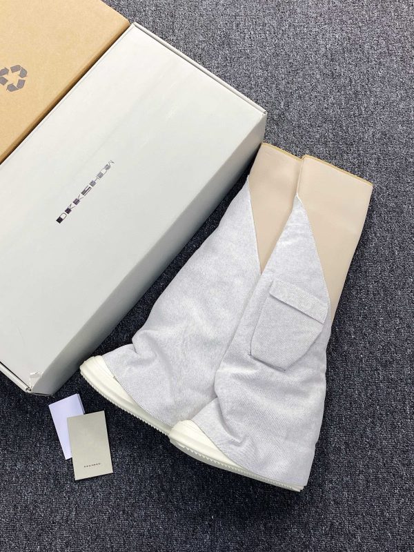 cargo fetish knee-length boots white/melange grey