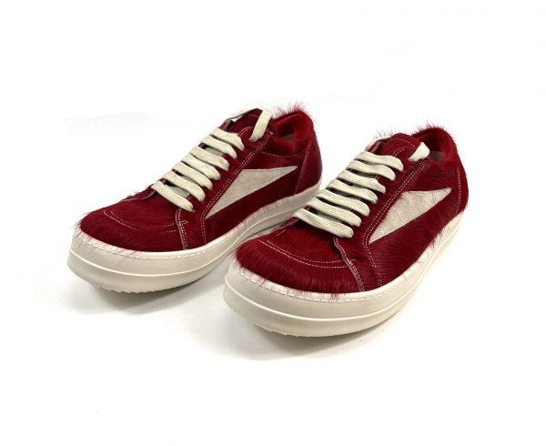 calf-hair sneakers in red.