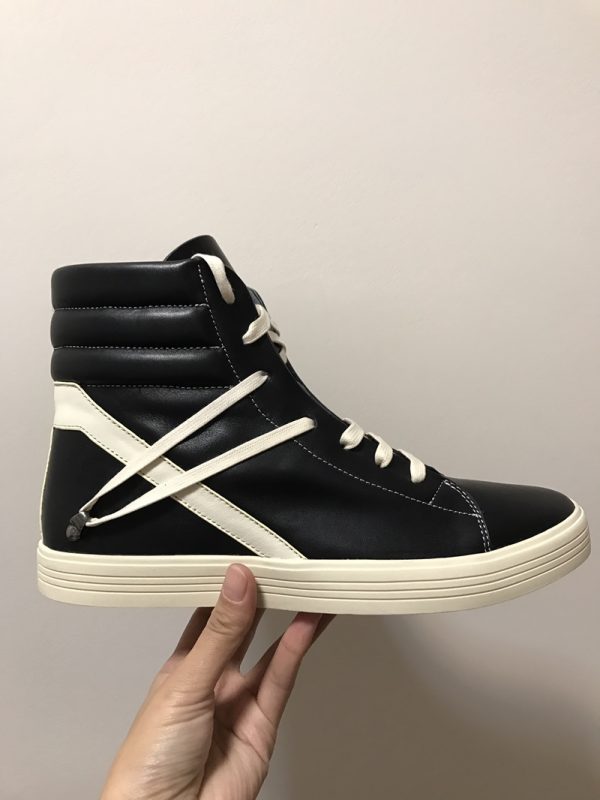 High-top buffed leather sneakers